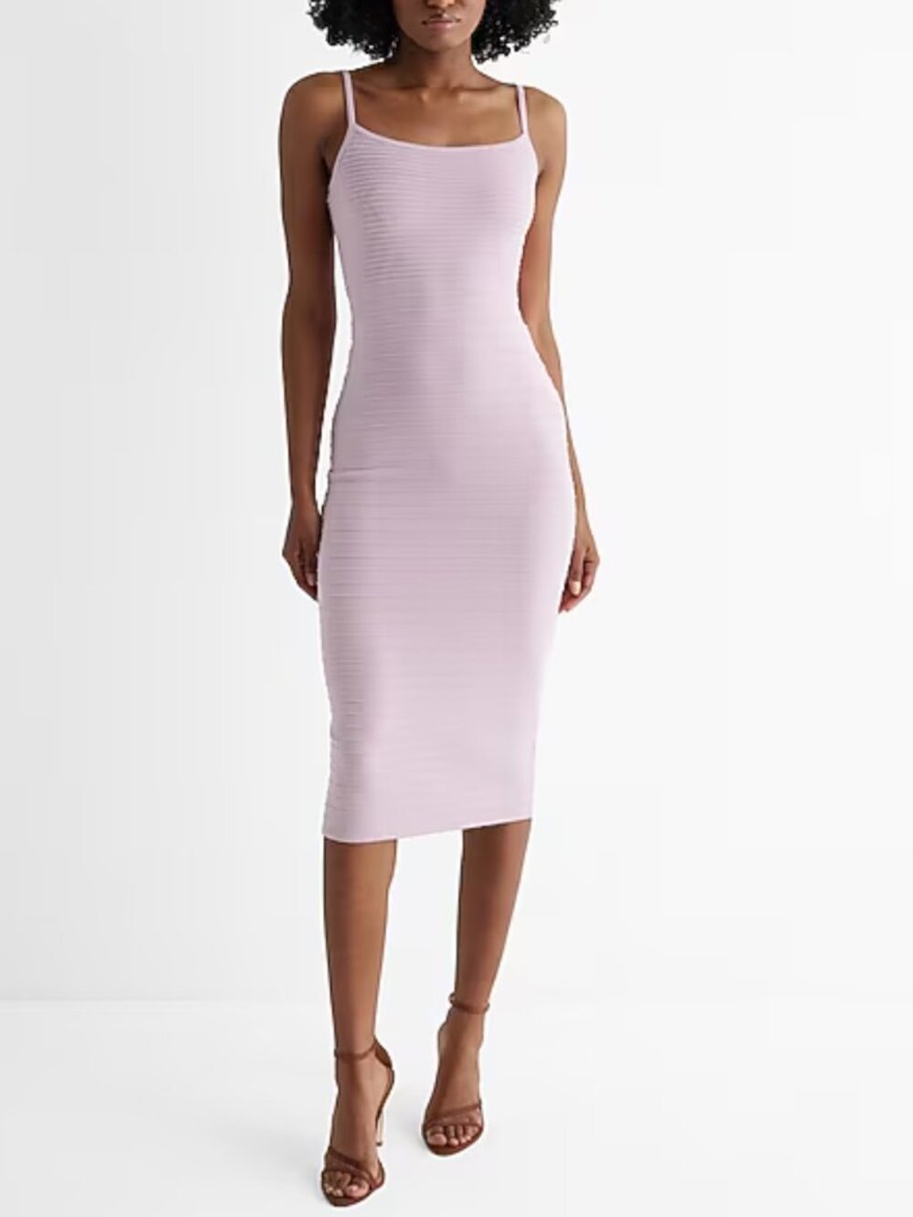 Ribbed Body Contour Midi Dress - Size S